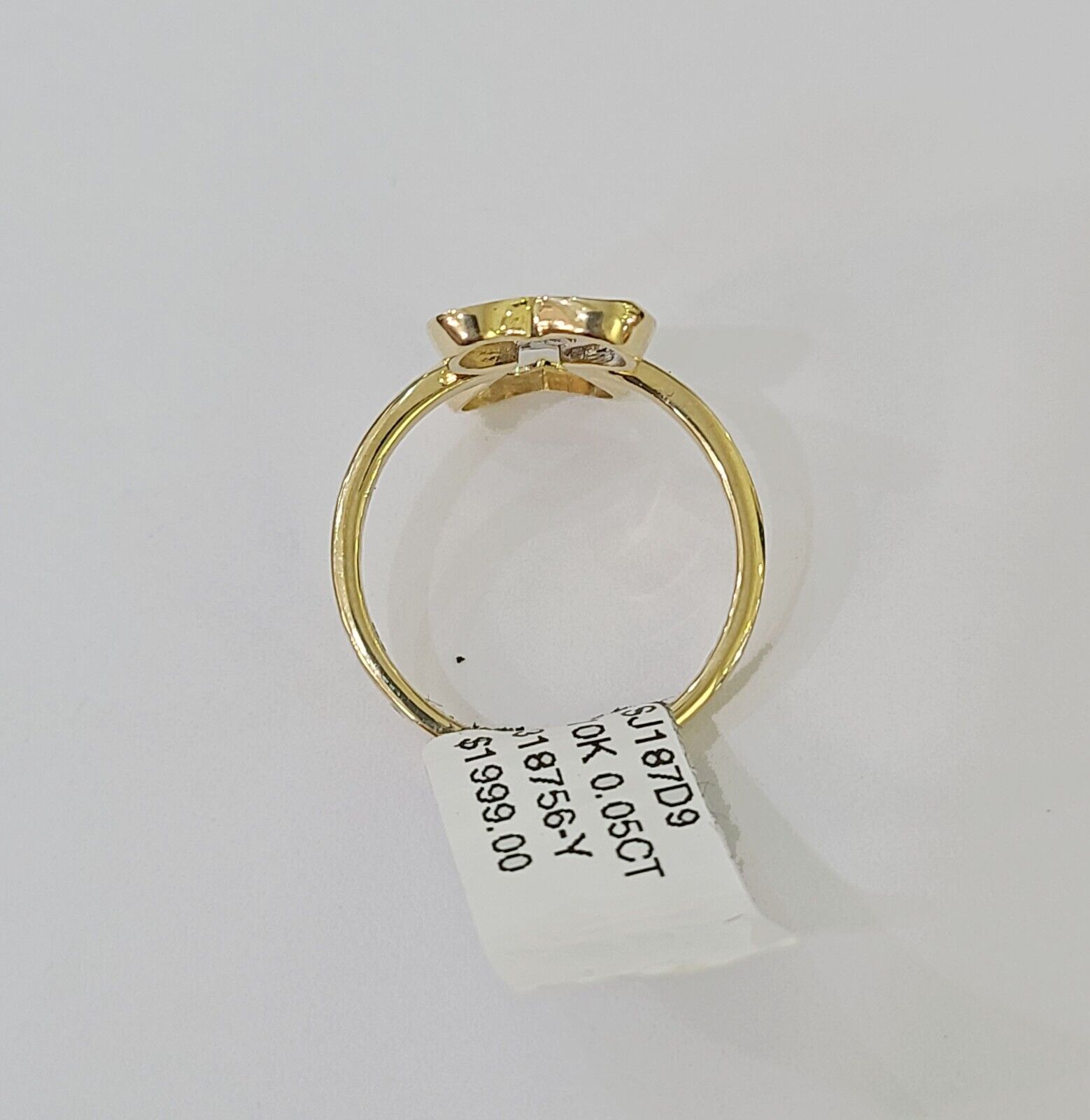 Real 10k Yellow Gold Diamond Ladies Ring 2 Hearts Women Engagement Wedding - GoldenlinQ